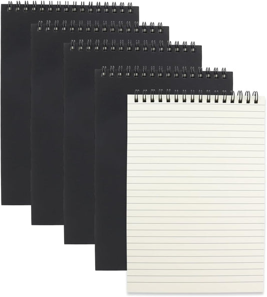 4 Pcs Top Bound Spiral Notebook,8.3 inch x 5.8 inch,60 Sheet,7mm College Ruled Paper,A5 Spiral Note Pads Memo Lined Notebook Journal for School and Office Supplies (Black)