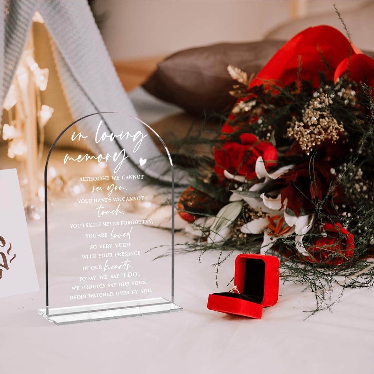 Wedding Memorial Sign Rustic Wedding Clear Acrylic Gift Table Sign for Ceremony and Reception, Acrylic Memorial Signs Gifts for Marriage Reception Signs