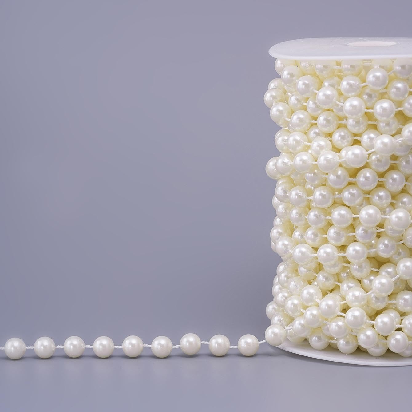 20 Yards/59 Feet Pearl Garland Craft String Pearls, Faux Pearl for Wedding Party Decoration, Christmas Tree Decorations and DIY Crafts (Ivory, 8 mm 59 Feet)