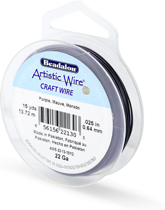 Artistic Wire, 22 Gauge Tarnish Resistant Colored Copper Craft Wire, Purple, 15 yd