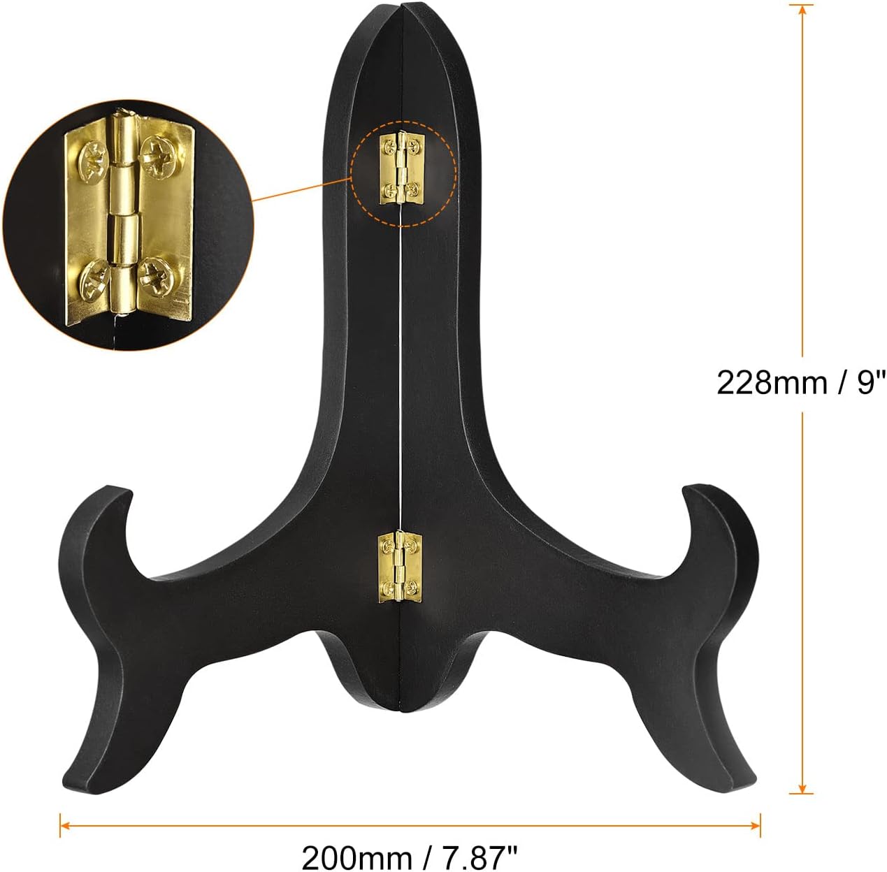 uxcell 9" Easel Plate Holder, Wooden Folding Display Stand Black for Decorative Picture Frame