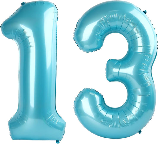 Pearl Blue 13 Number Balloon