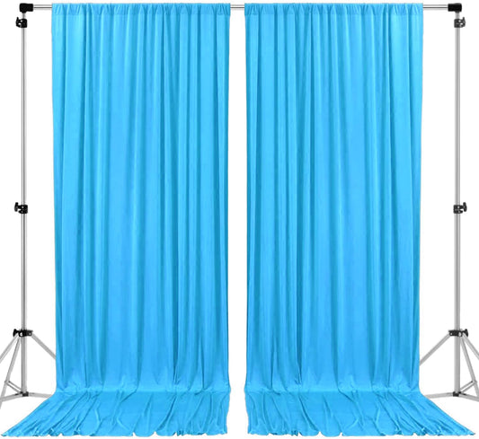 AK TRADING CO. 10 feet x 8 feet IFR Polyester Backdrop Drapes Curtains Panels with Rod Pockets - Wedding Ceremony Party Home Window Decorations - Turquoise