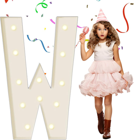 EUFONY Marquee Letters 4 Feet Tall, 4 FT Marquee Light Up Letters, Giant Light Up Letters 4FT for Birthday Party Baby Shower Gender Reveal Graduation Prom Decorations, Letter W with LED Lights DIY Kit