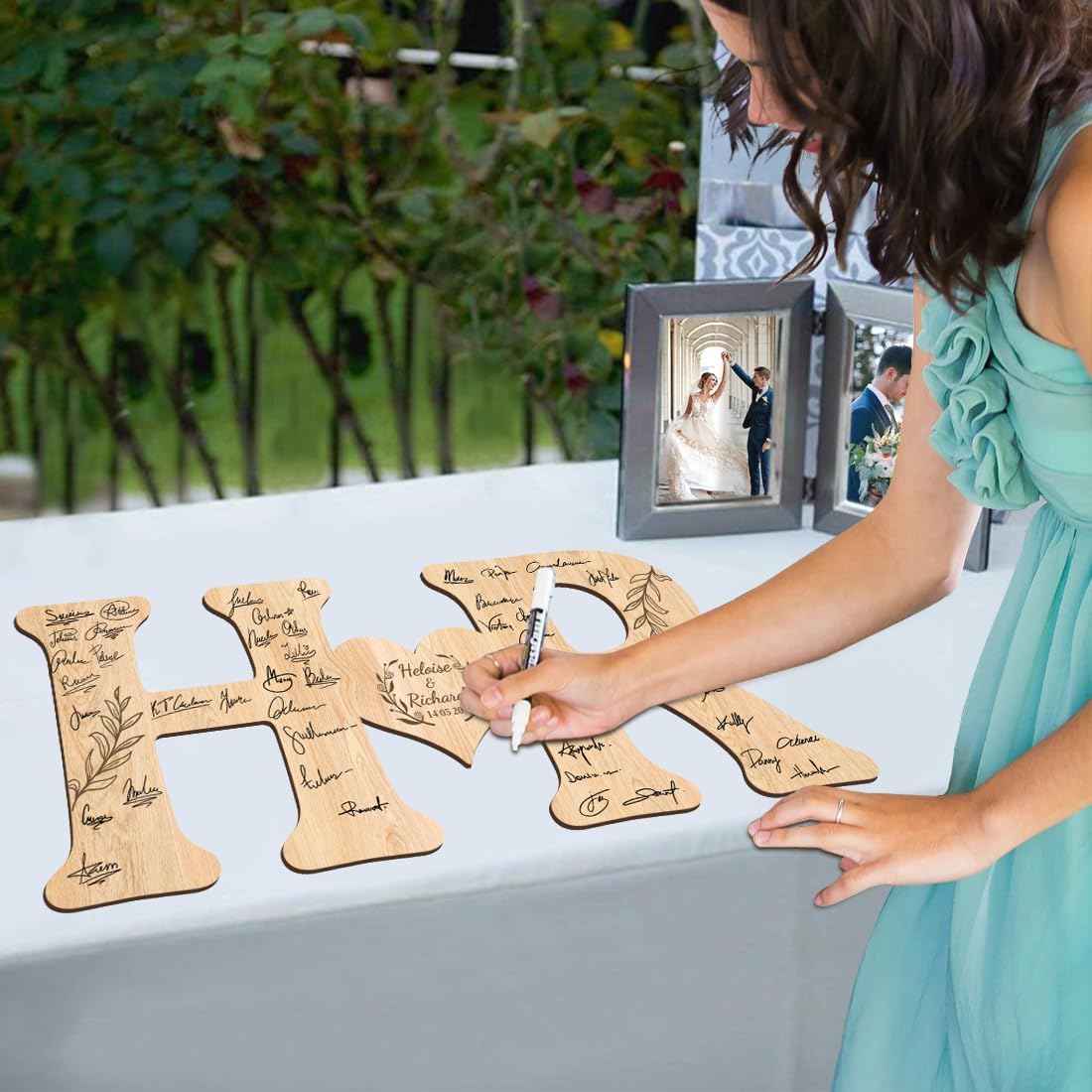 Personalized Wedding Guest Book Sign Custom Letter Name Date Rustic Wedding Guest Book Alternative Unique Guest Book for Wedding Anniversary Decor (Style 5)