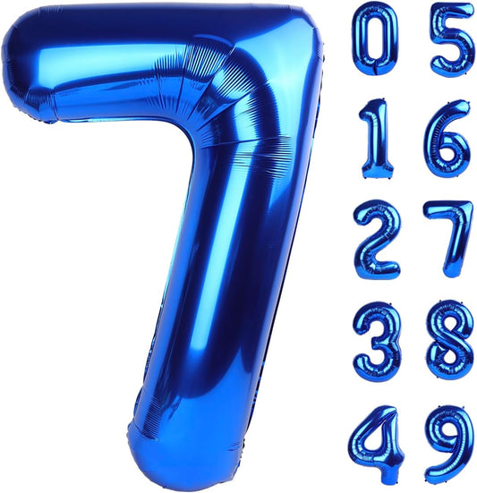 Navy Blue Large Number 7 Balloon, 40 Inch, 7th Seven Birthday Balloon Number, Mylar Foil Birthday Party Decorations, Anniversary, Graduations