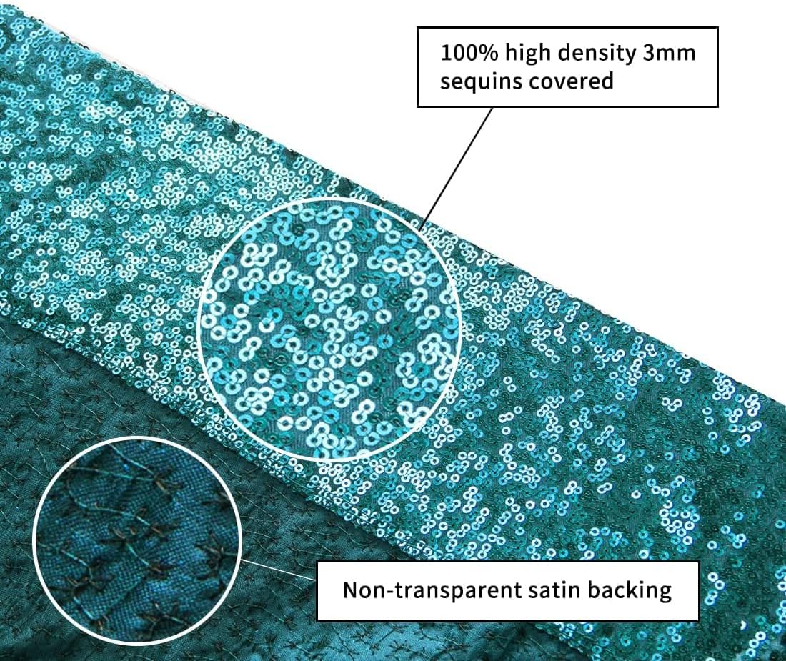Poise3EHome 8Ft x 10Ft Teal Sequin Backdrop, Glitter Thick Satin Sequin Background Drapes,Sequence Xmas Thanksgiving Backdrop for Wedding Party Holiday Festival Decor