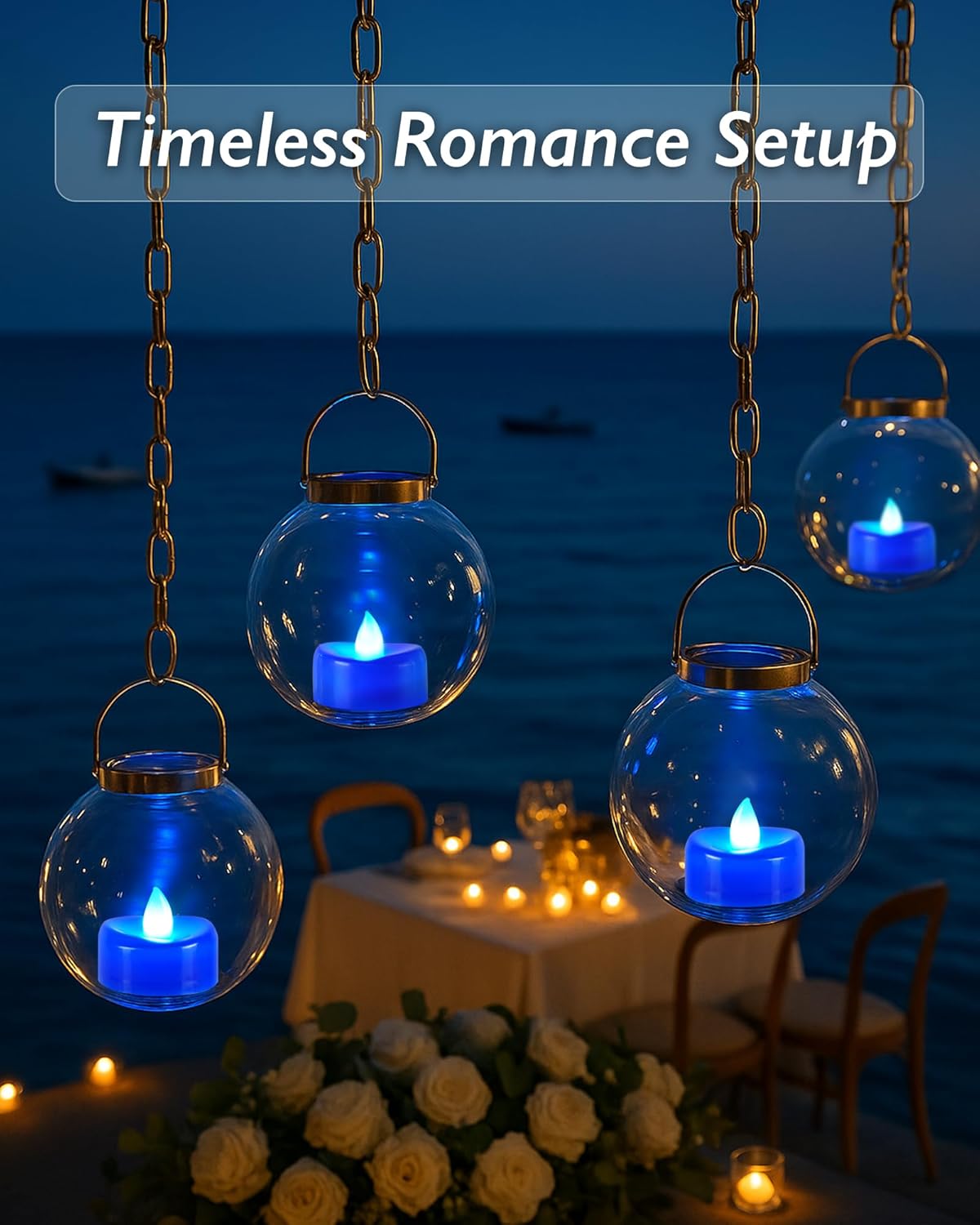 Raycare Blue LED Tea Lights Battery Operated, 200+Hour Flickering Votive Candles,Realistic Fake Flameless Tea Lights for Wedding Party Halloween Thanksgiving Christmas Decorations, 24 Pack