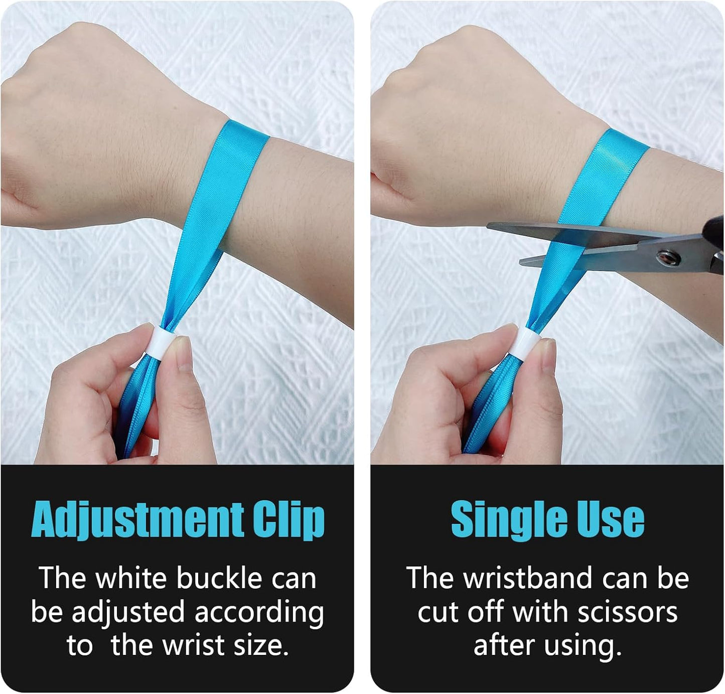 100 Pcs Cloth Event Wristbands, Event Wristbands, Colored Wrist Bands for Events, for Lightweight Concert Wrist Strap for Activities, Party Bracelets for Events ( Color : Water Blue )