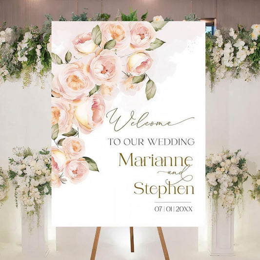 Personalized Welcome To Our Wedding Sign, Wedding Decorations, Flowers Wedding Sign #1, Vesion 1