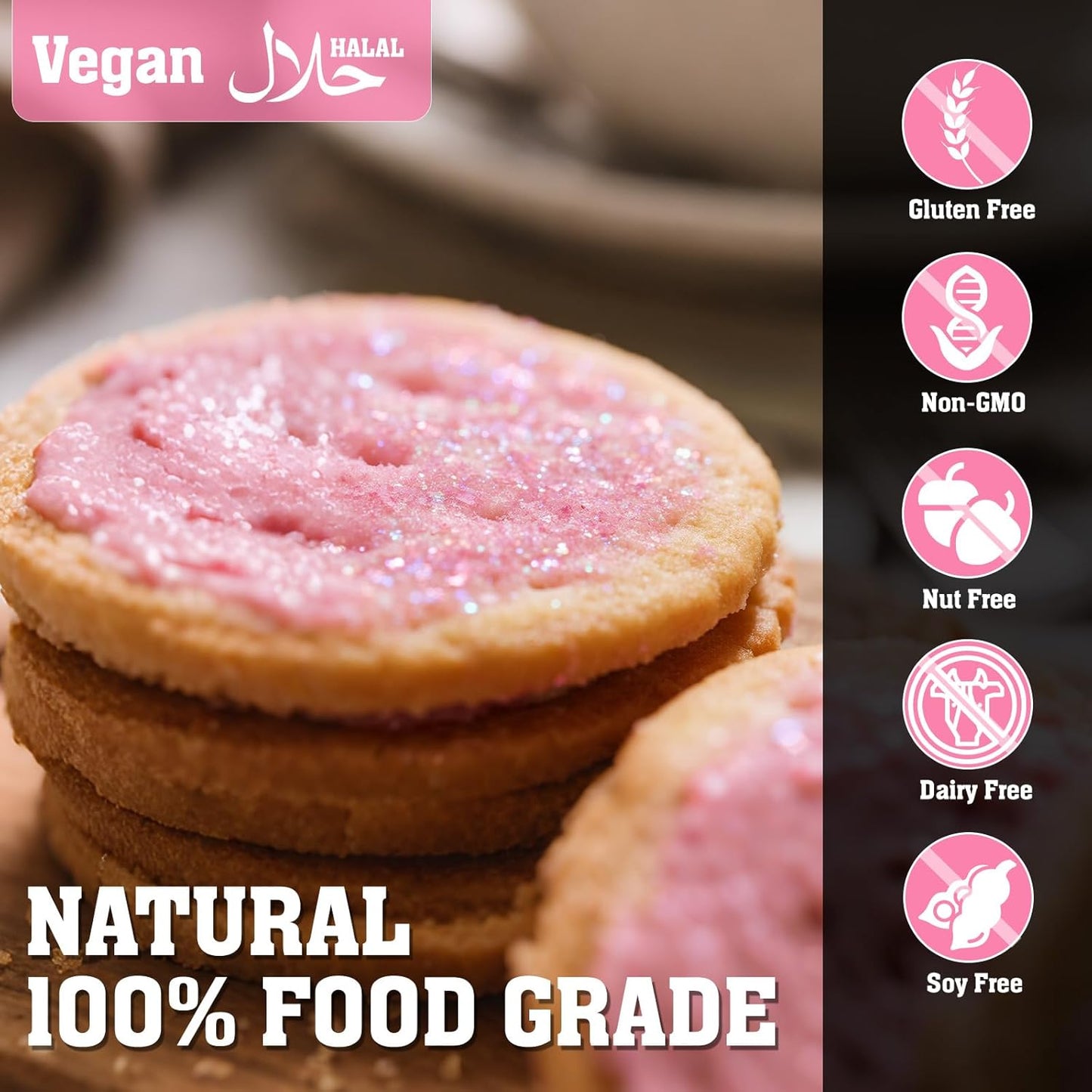 Twisweet Pink Edible Glitter for Drinks, Food Grade 10g Sparkling Sprinkles Cake Decorating Supplies, Edible Luster Dust for Cocktail Beverages, Food Coloring Shimmer Powder for Cupcakes Cookies Cake Decorations