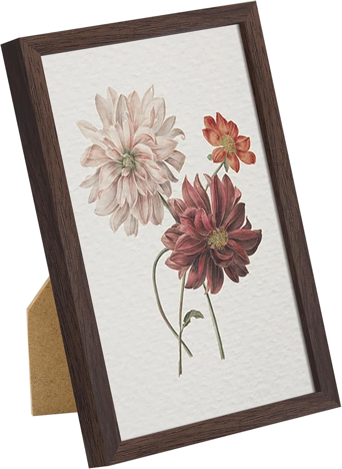 upsimples 4x6 Picture Frame Set of 3, Made of High Definition Glass for 4 x 6, Wall and Tabletop Display Thin Border Photo Frames for Home Decor, Brown