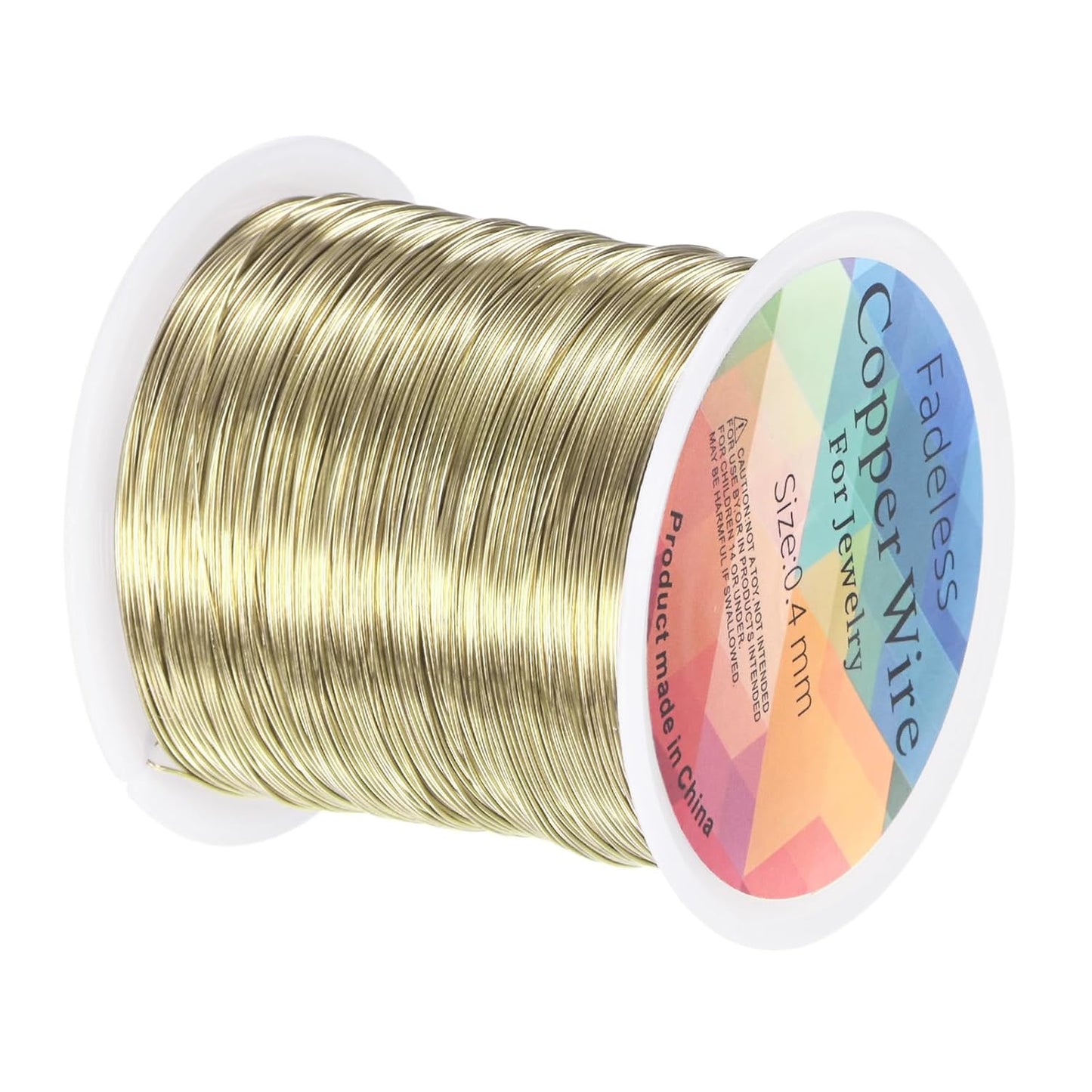0.4mm Jewelry Wire, 26 Gauge 328FT Craft Wire Copper Beading Wire for Jewelry Making/Planting/Weaving/DIY Crafting, Soft Metal Wires [100M, Light Golden]