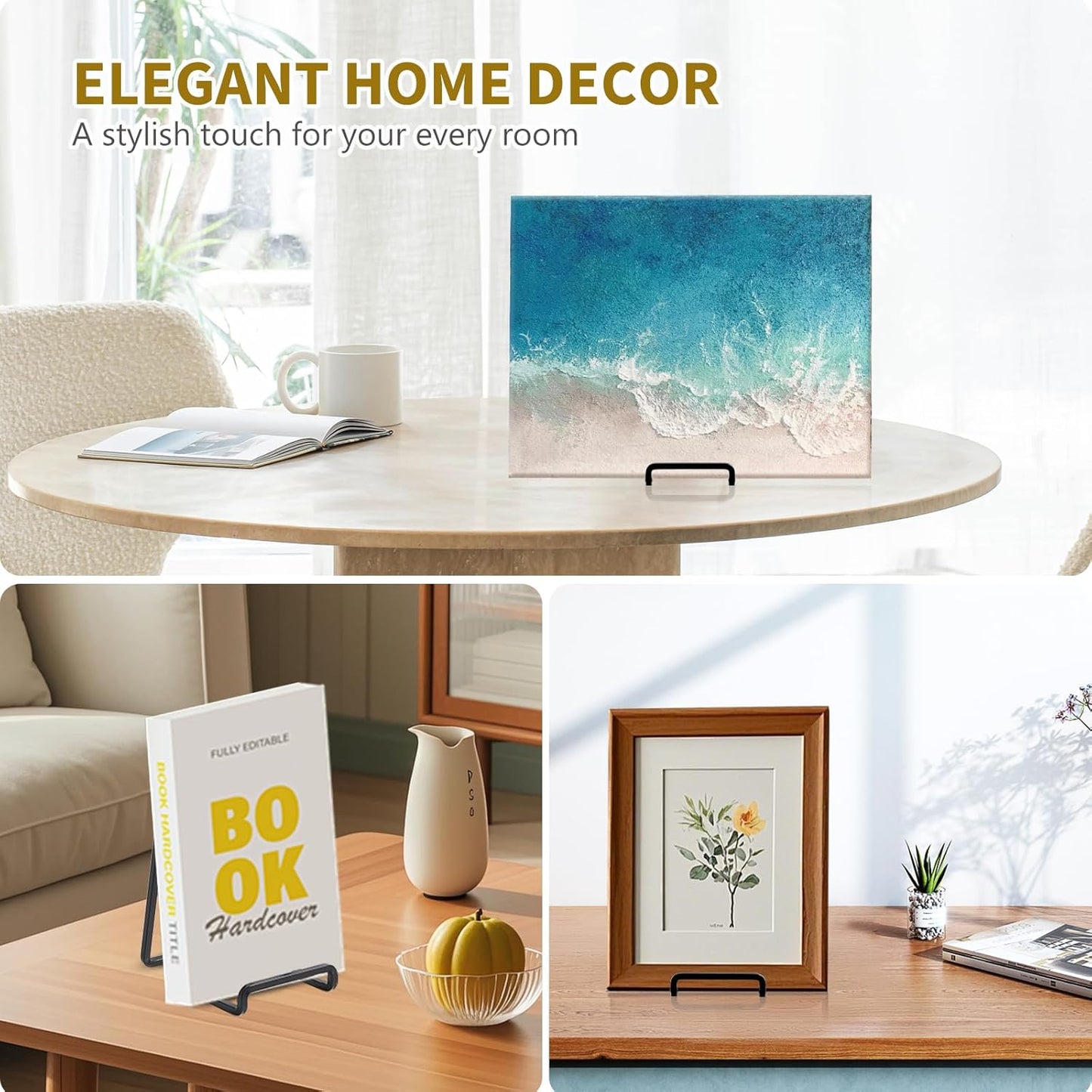 Plate Holder Easel Display Stand - 6 inch Metal Plate Stands for Display - Tabletop Picture Stand - Black Iron Easels for Display Pictures | Photo Frames | Book | Decorative Plates | Plaque - 2 Pack