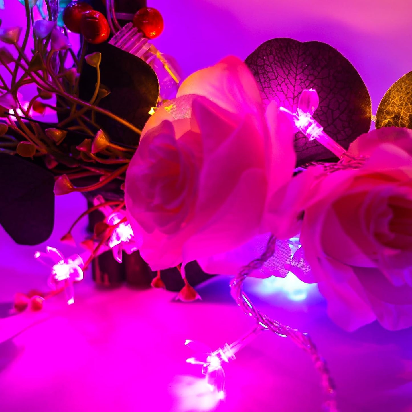 Hot Pink Aesthetic Flower Lights String Indoor Decorations, 33Ft 100 LED Decorative Tree Bedroom Window Hanging Fairy Cherry Blossom Lights for Valentine's Day, Wedding Party, Christmas Decor