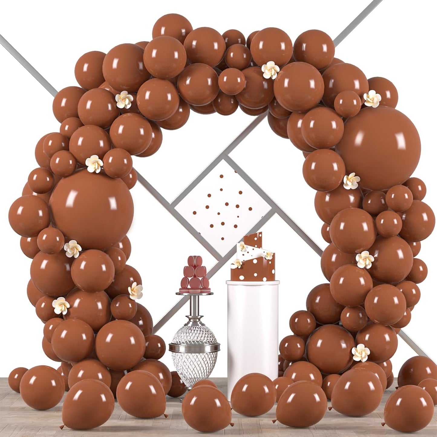 90pack Coffee Balloons Different Size 18/12/10/5 Inch Coffee Balloon Garland Arch Kit for Graduation, Wedding, Birthday, Thanksgiving Day Party, Baby Shower, Anniversary Party Decorations