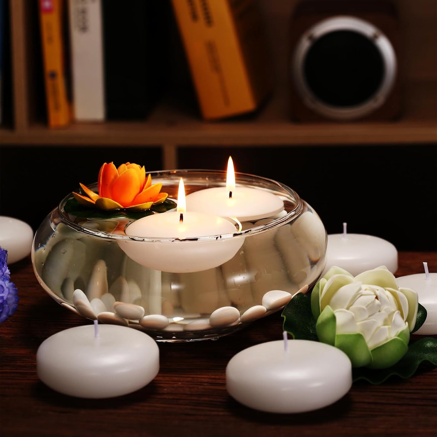 12 Pack Floating Candles, 3” White Unscented Dripless Wax Burning Candles, for Weddings, Party, Cylinder Vases, and Home Decorations…