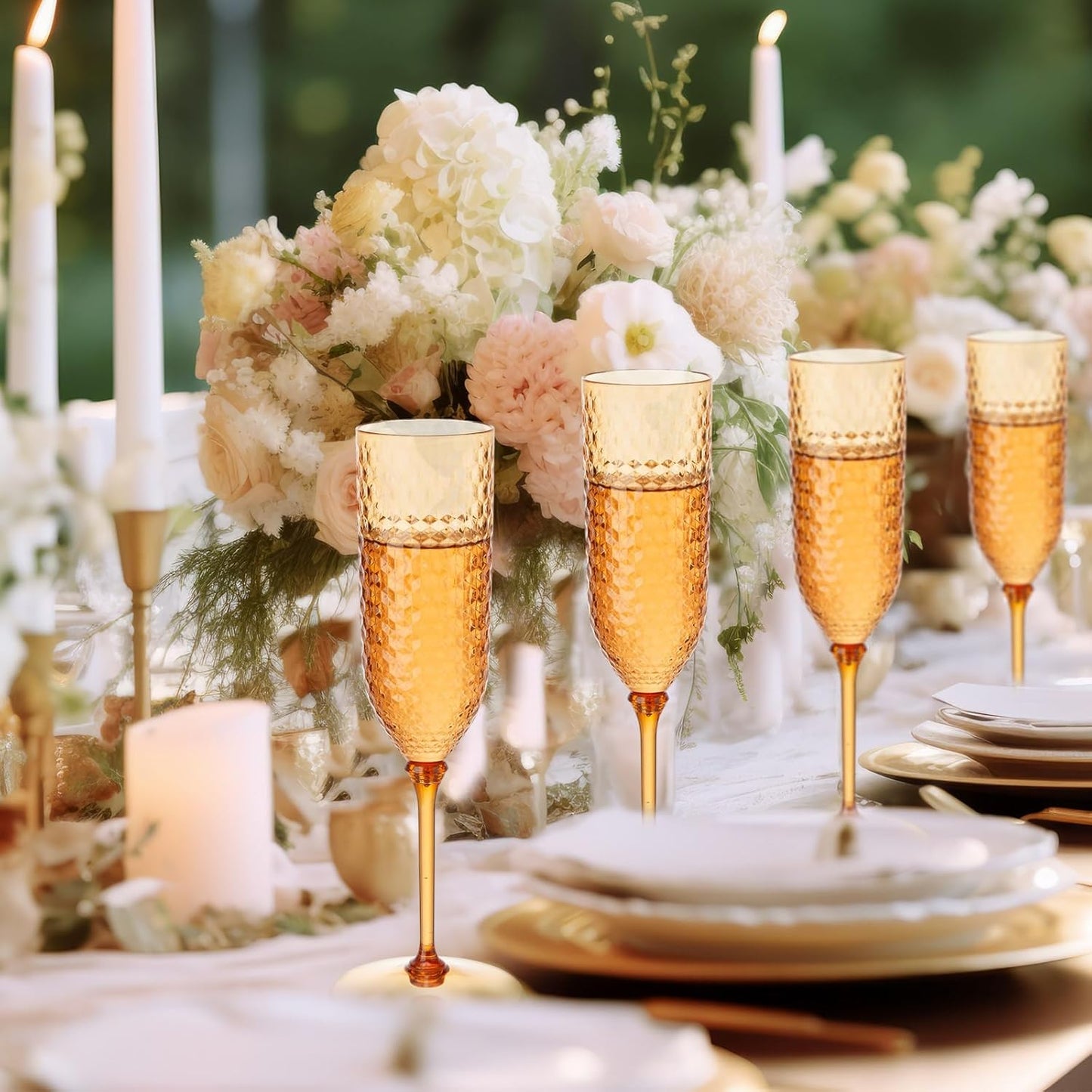 Remerry 48 Pack Detachable Plastic Champagne Flutes 5.5 oz Champagne Glasses Wedding Toasting Crystal Glasses Reusable Unbreakable Party Wine Cups for Wedding New Years Eve Party Supplies