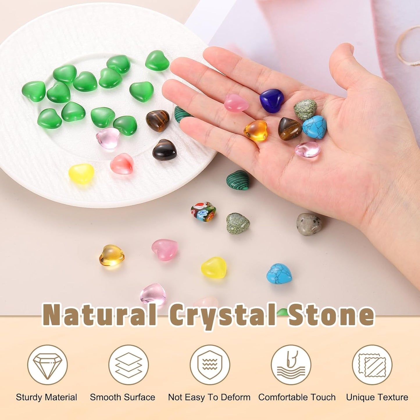 PATIKIL 20 Pcs Natural Heart Shaped Crystal Stone, 0.6 Inch Mini Polished Love Gemstone Crystal, Pocket Rock Engraved Worry Stones for Women Gifts Meditation, Clear Yellow