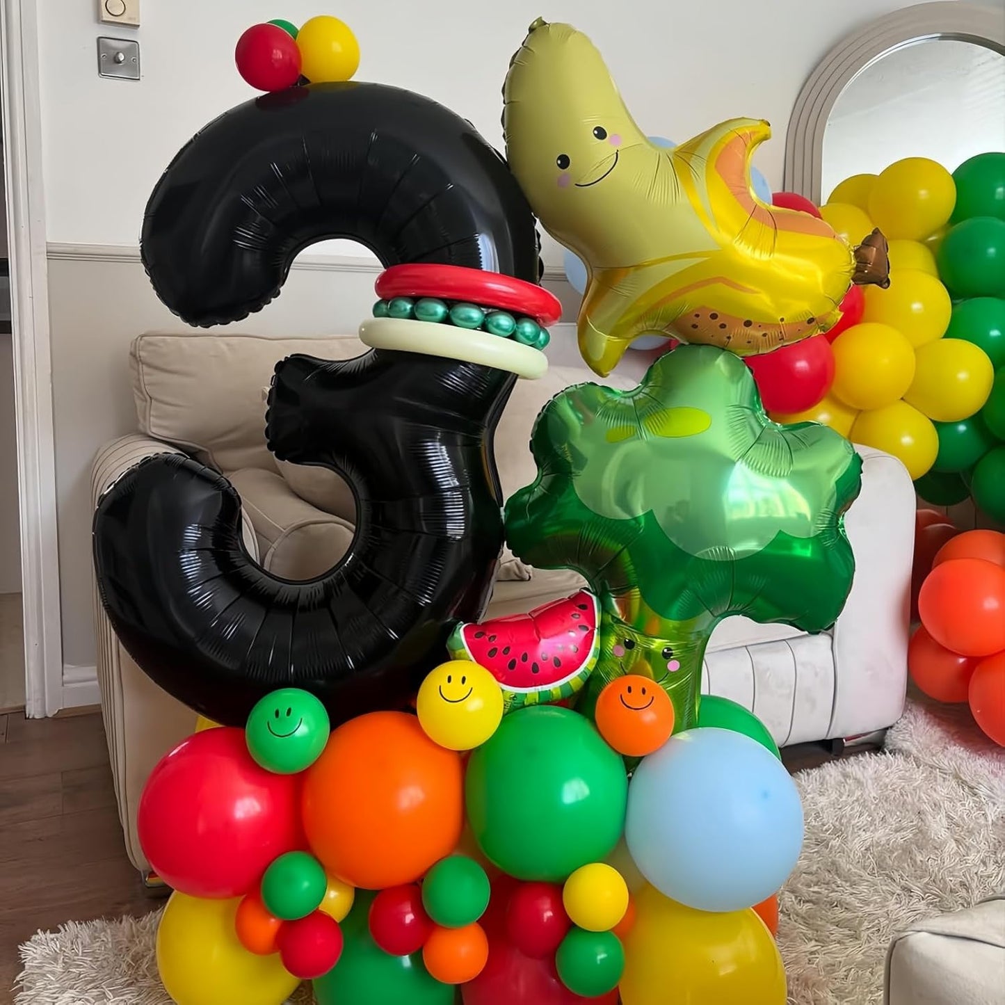 Black 3 Balloon Number,40 Inch Number 3 Balloon Large Black 3 Foil Mylar Helium Balloon for Birthday Party Decorations
