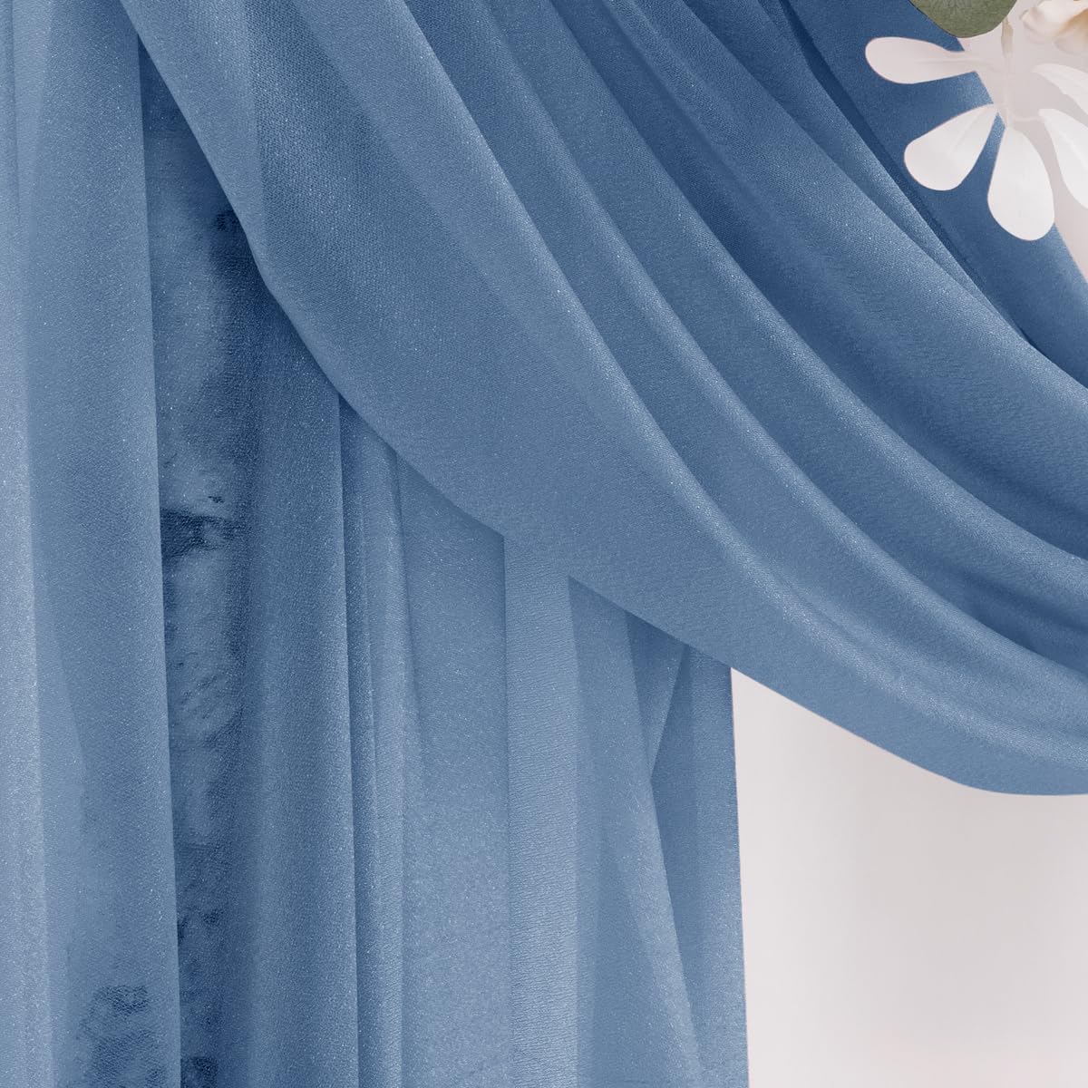 Dusty Blue Wedding Arch Draping Fabric 29" x 20 FT Blue Wedding Drapes for Backdrop Sheer Curtains Drapes for Romantic Bridal Baby Shower Ceremony Birthday Party Fall Outdoor Events