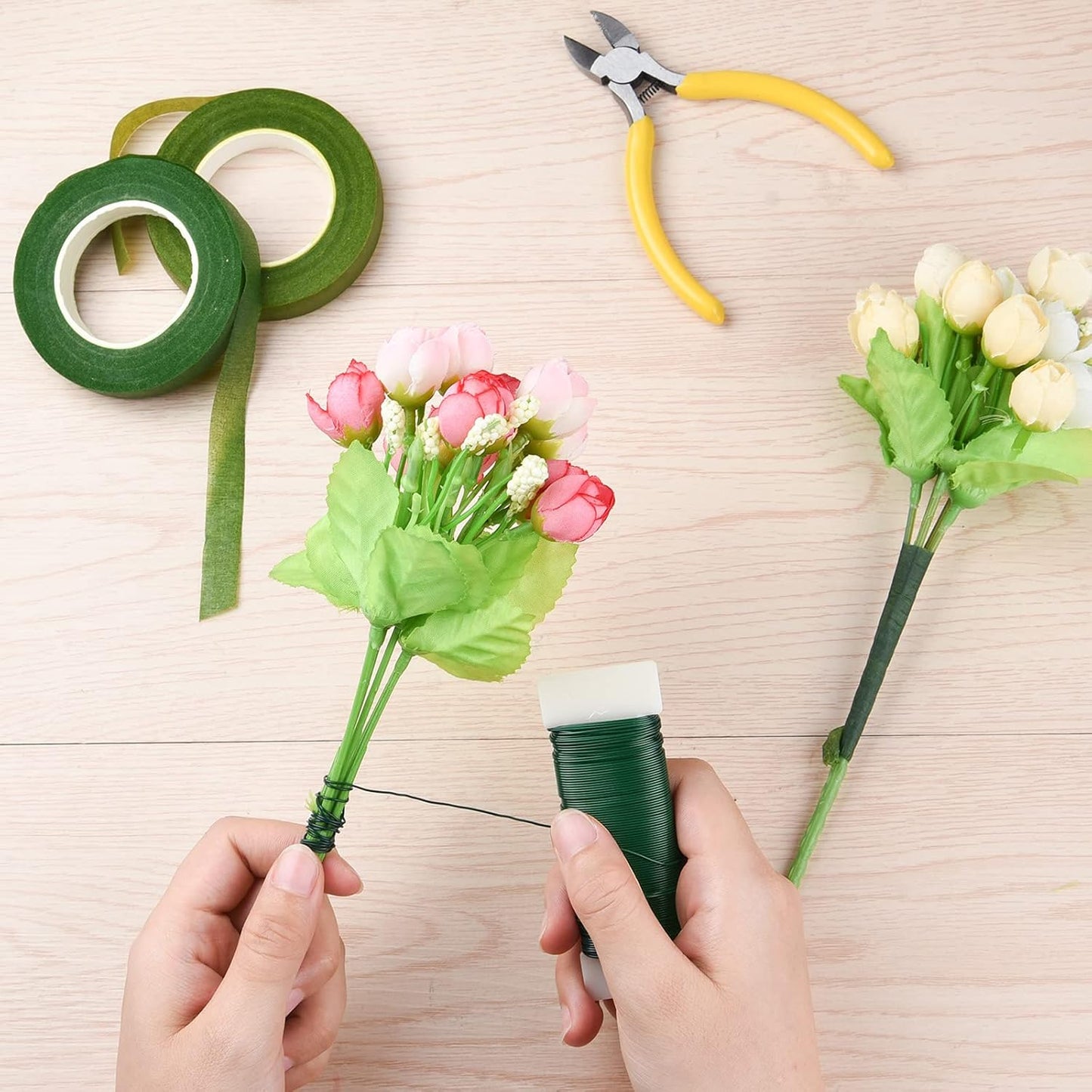 CHRORINE Floral Arrangement Kit Floral Tapes 22 Guage Floral Stem Wire 26 Gauge Green Floral Wire for Bouquet Wreath Making Supplies