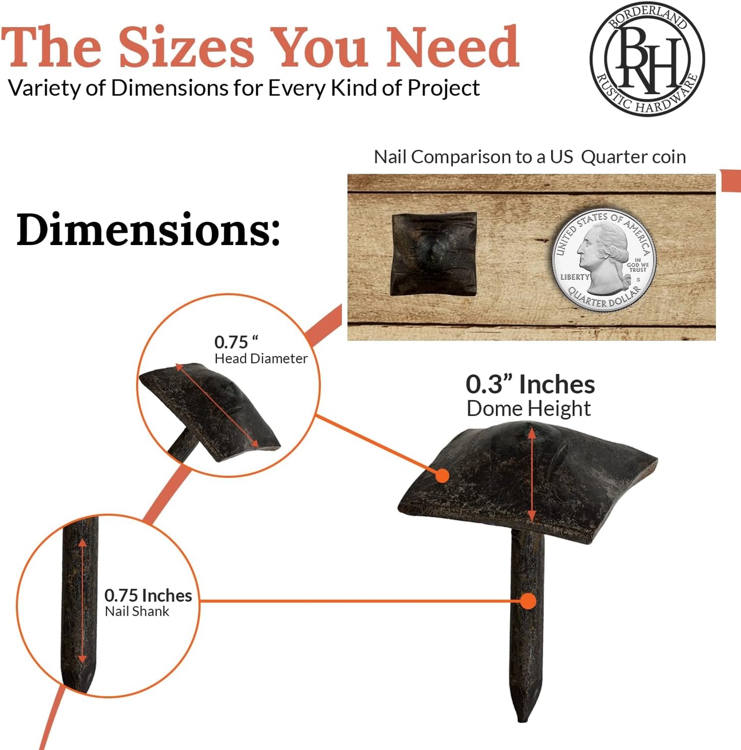 25 Pack 0.75" Square Head Iron Clavos Decorative Nails – Sealed Unfinished – Handmade Rustic Square Fasteners for Farmhouse Shutters, Barn Doors, Shutters, Gates – Ornamental Wood Accent