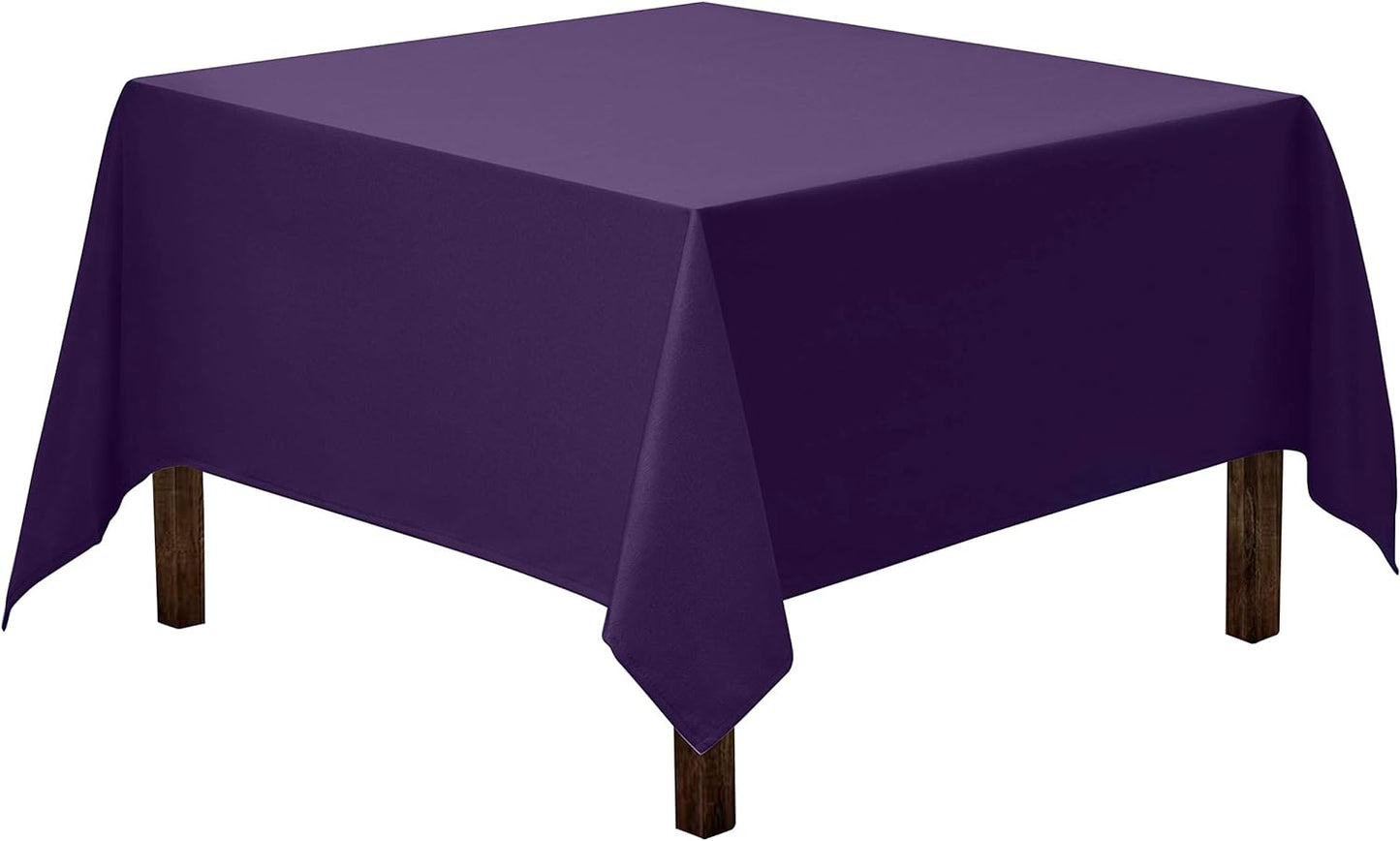 Gee Di Moda Square Tablecloth - 52 x 52 Inch Purple Table Cloth for Small Square or Round Tables - Heavy Duty Washable Fabric - for Buffet Table, Holiday Party, Dinner, Wedding & Baby Shower