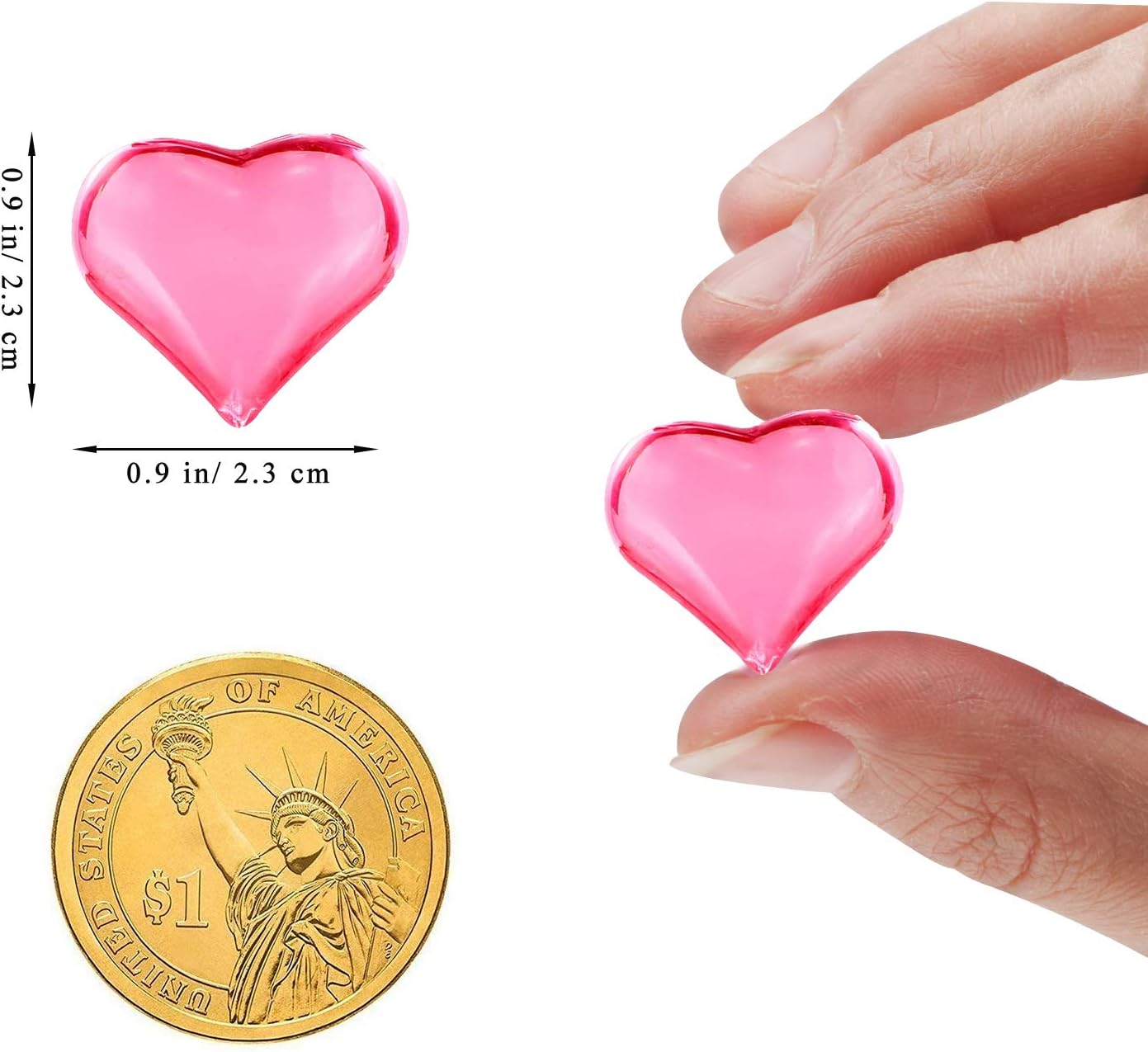 Fangoo 220 Pieces Pink Acrylic Heart Flat Back Heart Gems for Valentine's Day Decorations, Vase Filler, Table Scatter Decoration, Wedding Decorations,Home Decorations(Pink, 1LB)