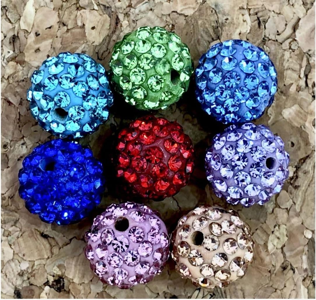 25pcs Adabele Grade A Suncatcher Crystal Rhinestone Pave Loose Beads 8mm Jet Black Polymer Clay Disco Ball Spacers Compatible with Shamballa All Craft Jewelry Making DB8-23