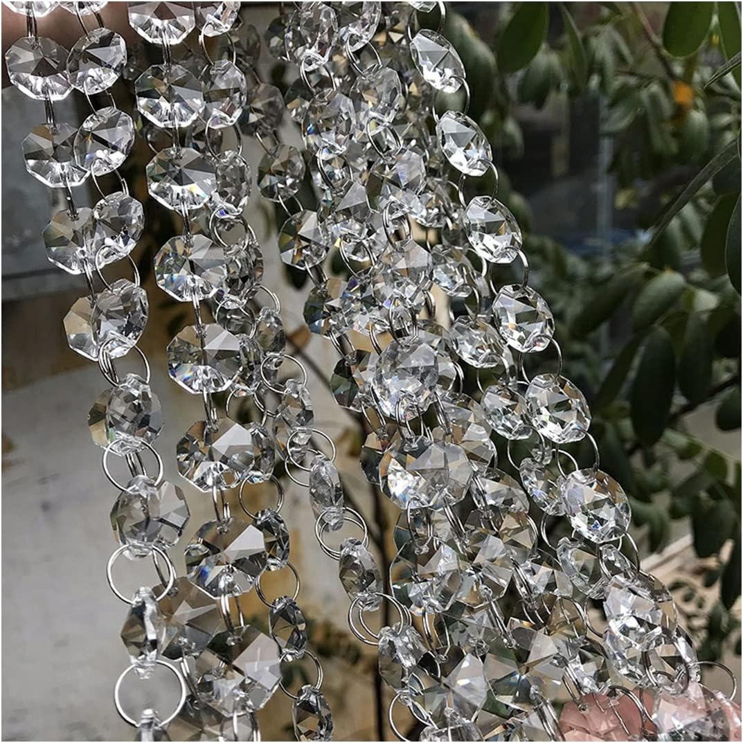 16FT Clear Crystal Glass Garland Strands,Hanging Chandelier Bead Chain,Hanging Ornament String Decorations for Centerpiece,Christmas Tree,Wedding, Party,Celebration