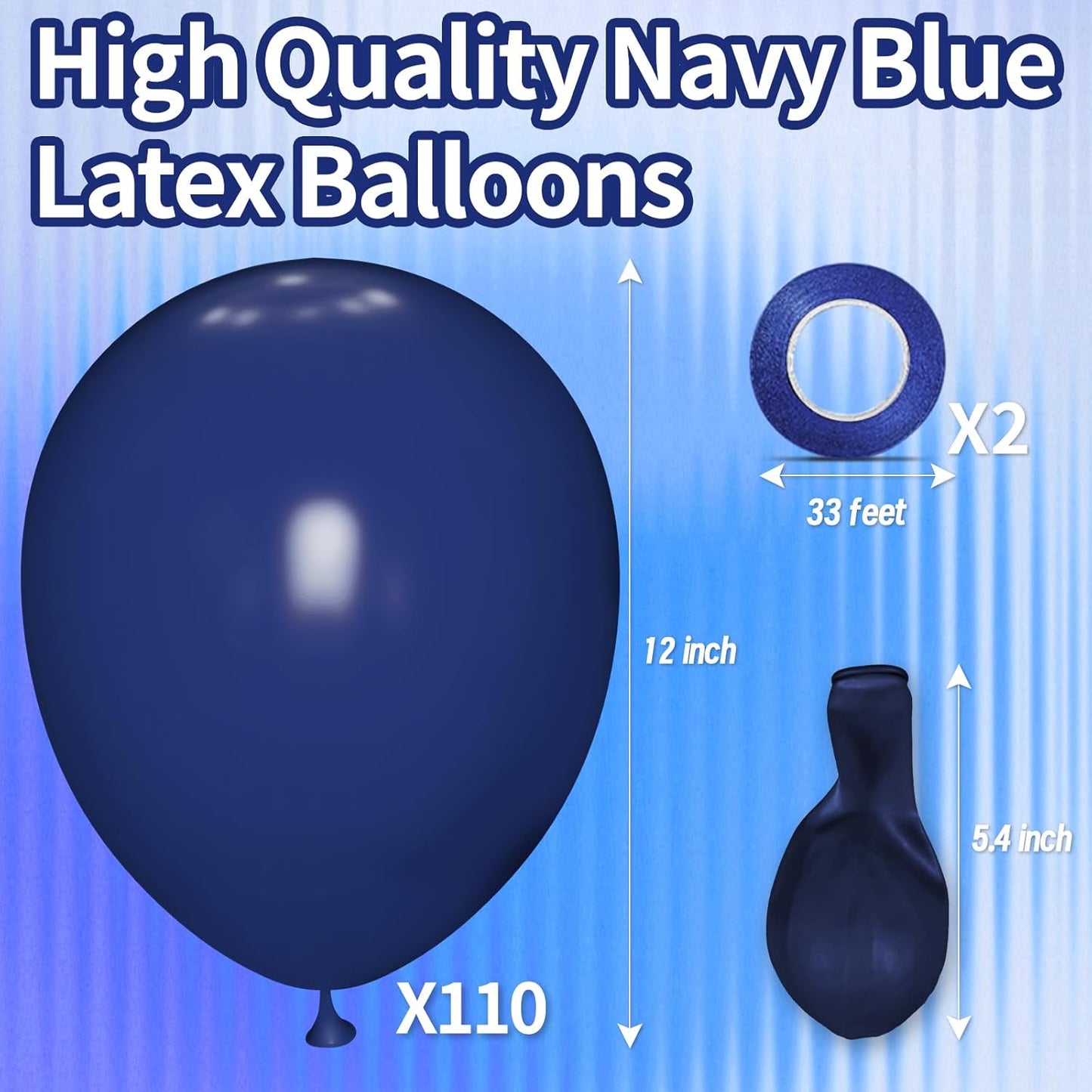 KAWKALSH Navy Blue Balloon 12 Inch, 110pcs Latex Party Balloons Helium Bright Color for Birthday Baby Shower Wedding Party Supplies Arch Garland Decoration