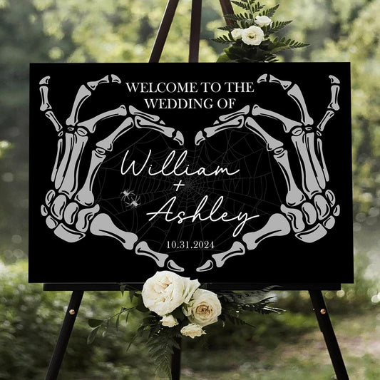 Welcome To Our Wedding Sign, Black Wedding Welcome Sign, Gothic Wedding, Wedding Sign Halloween Wedding, Skull Wedding Sign, Gothic Love Wedding Welcome, Gothic Wedding Welcome Sign
