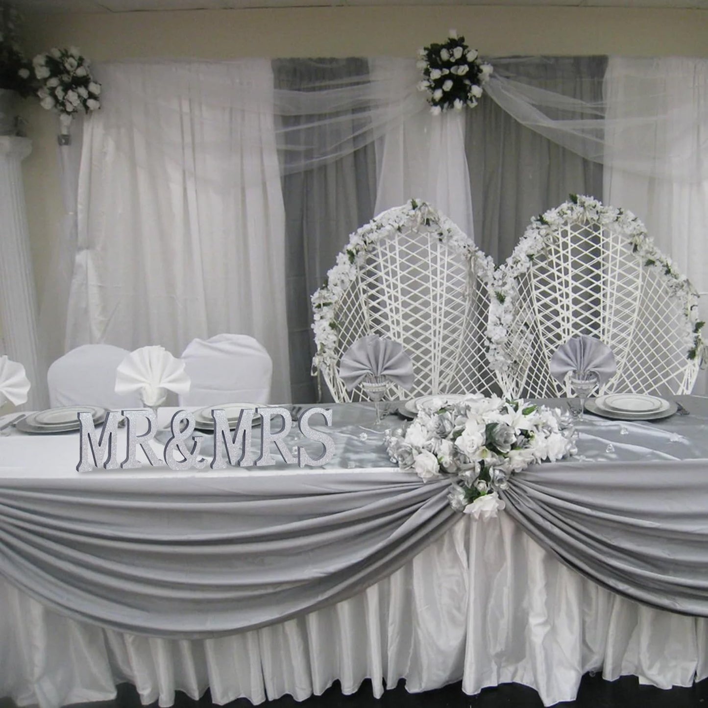 TONIFUL 8 Inch Silver Glitter & Table Centerpiece A-Z Silver Birthday Party Decorations,Silver & for Birthday,Chrismas,Graduation,Bridal Shower,Wedding,Anniversary Party Supplies