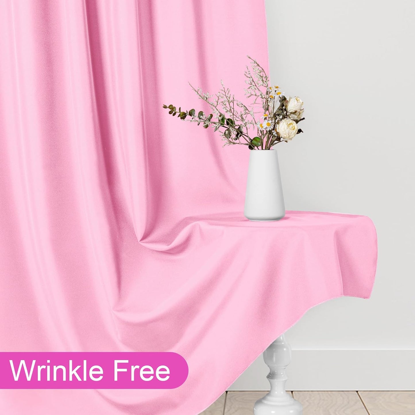 DWCN Pink Backdrop Curtains for Parties, Background Curtains Photography Backdrop Drapes with Rod Pockets for Wedding Decorations Stage Birthday Family Gatherings, 2 Panels 5ft x 10ft