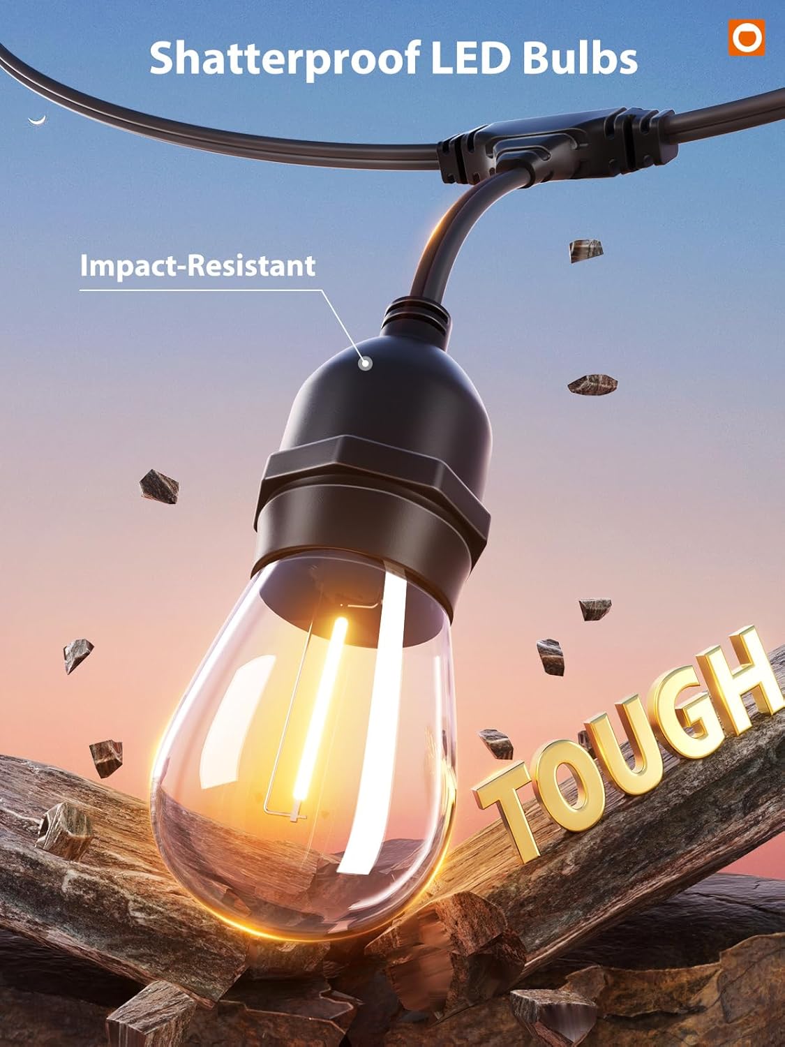 addlon 72FT(36FT*2) LED Outdoor String Lights with Edison Shatterproof Bulbs Commercial Grade Patio Cafe Light, ETL Listed Weatherproof Strand 24 Hanging Sockets for Bistro Backyard