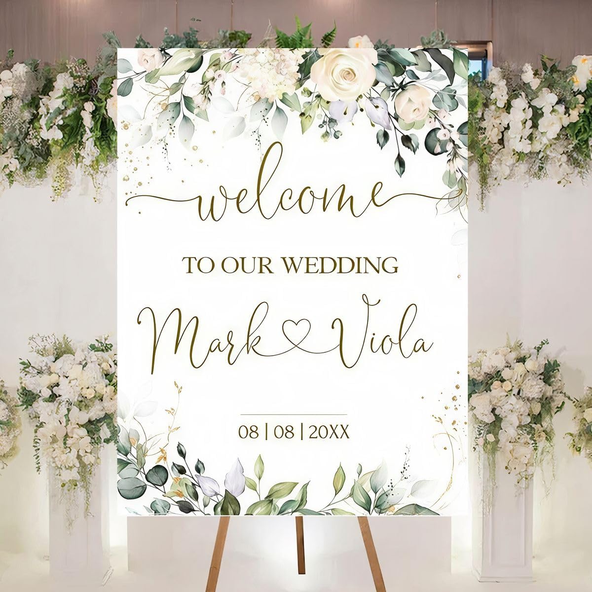 Personalized Welcome To Our Wedding Sign, Wedding Decorations, Flowers Wedding Sign #8, Vesion 8