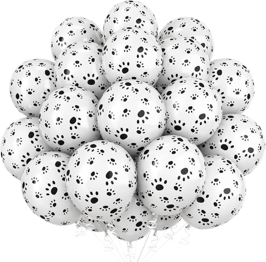 Dog Paw Print Balloons, Cute Puppy Pet Theme Birthday Latex Balloons for Boys Girls, Black White Dog Party Decorations Supplies for Kids Children Dogs Lover Farm Animal Theme Baby Shower Party Decor