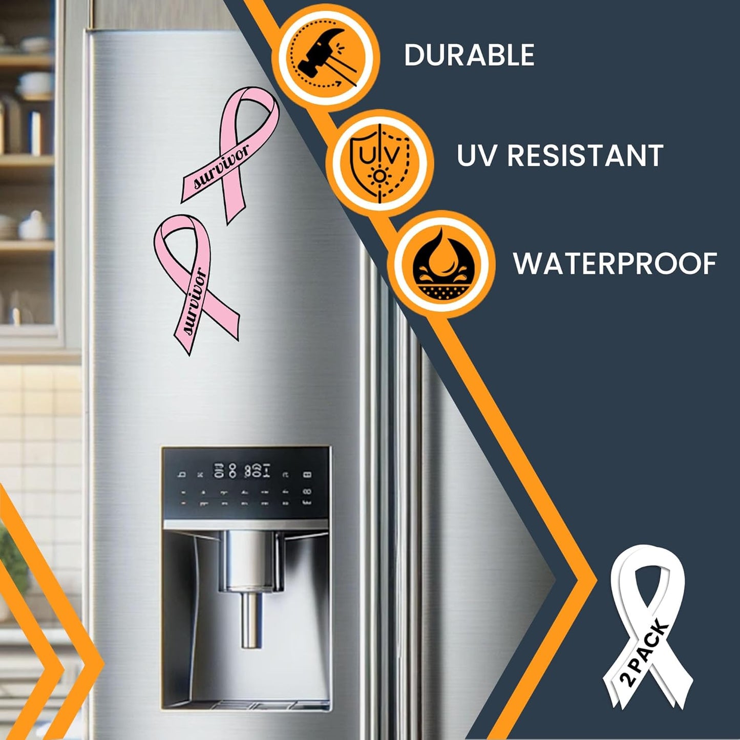 Magnet Me Up Breast Cancer Survivor Pink Ribbon Magnet Decal - 3.5x7 Inches, 2 Pack, Automotive Magnet for Car, Truck, SUV - Show Support and Raise Awareness with This Meaningful Auto Magnet