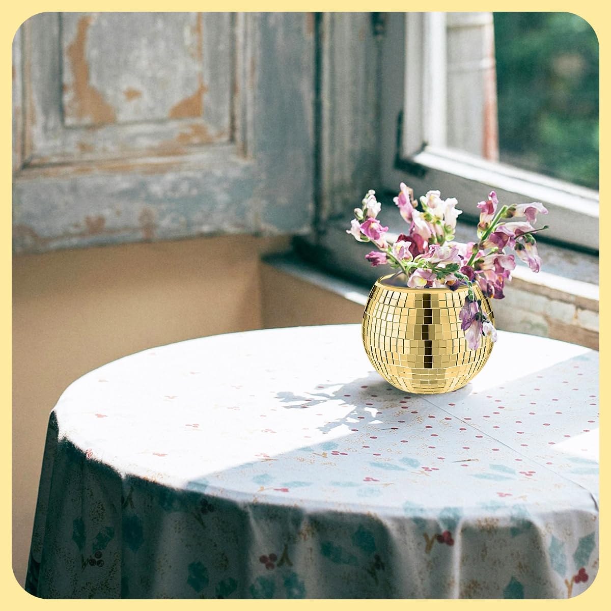 8 PCS Disco Ball Vase,Glass Disco Ball Planter Candle Holder Vase Bulk Mirror Disco Ball Flower Vase for Wedding Centerpieces,Birthday,Office,Bedroom(Gold)