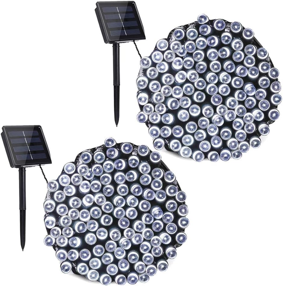 Toodour Solar Christmas Lights Outdoor, 2 Packs Total 144ft 400 LED Solar String Lights with 8 Mode, Outdoor Christmas String Light for Garden, Patio, Fence, Balcony, Xmas Tree Decor - White