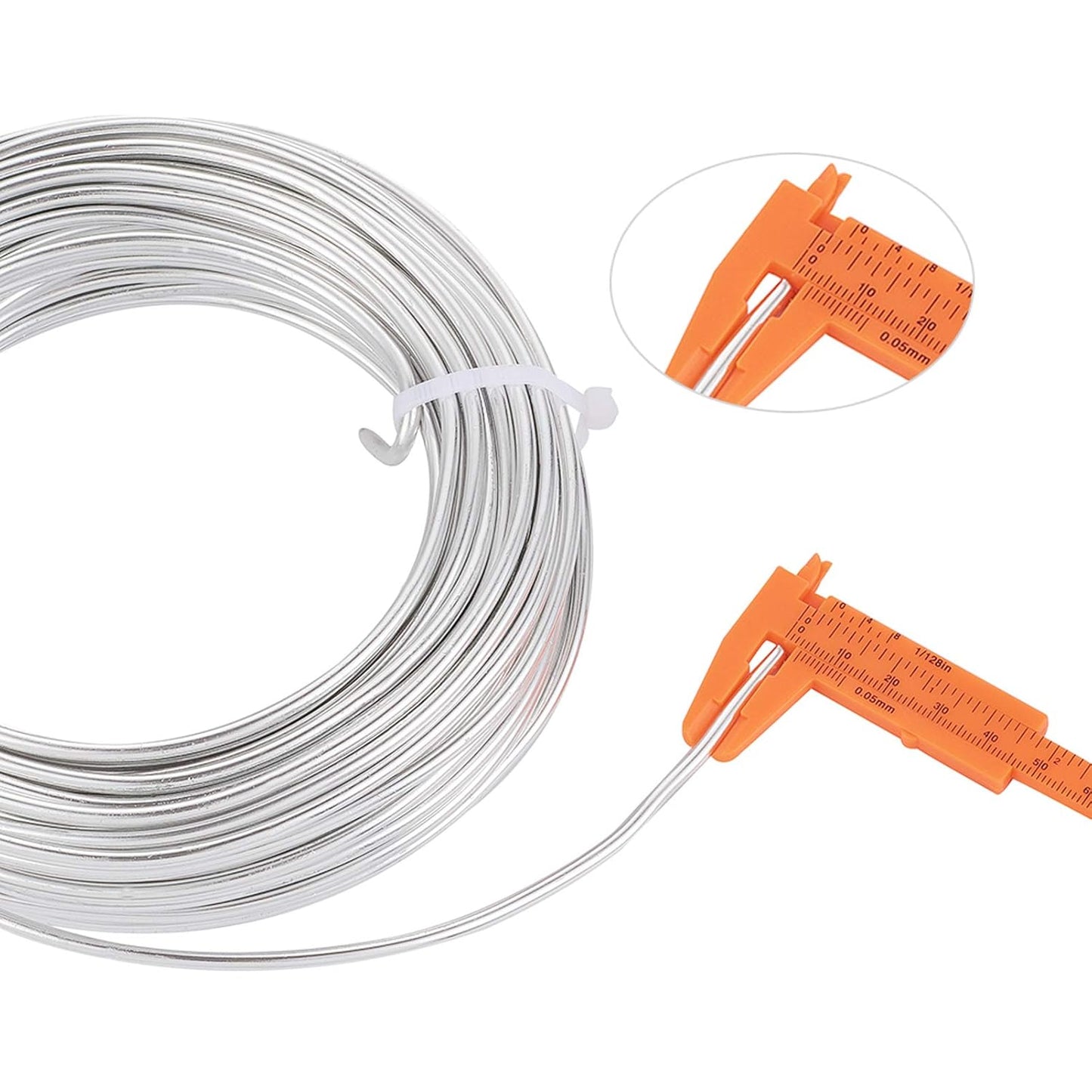 Fashewelry 65.6 Feet 3.5mm Aluminum Wire Silver Bendable Metal Craft Wire for Beading Jewelry Craft Making