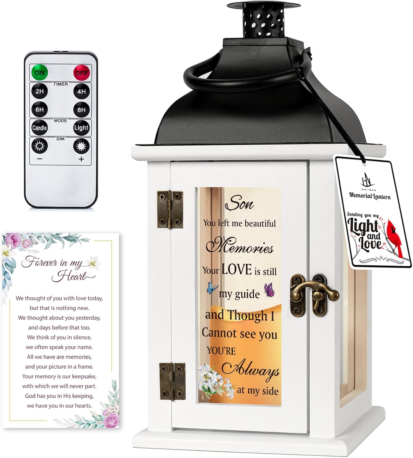Memorial Lantern for Loss of Son in Memory of Son Bereavement Gifts Loss of Son Sympathy Gift for Mother Remembrance Gifts Memorial Gifts with LED Candle