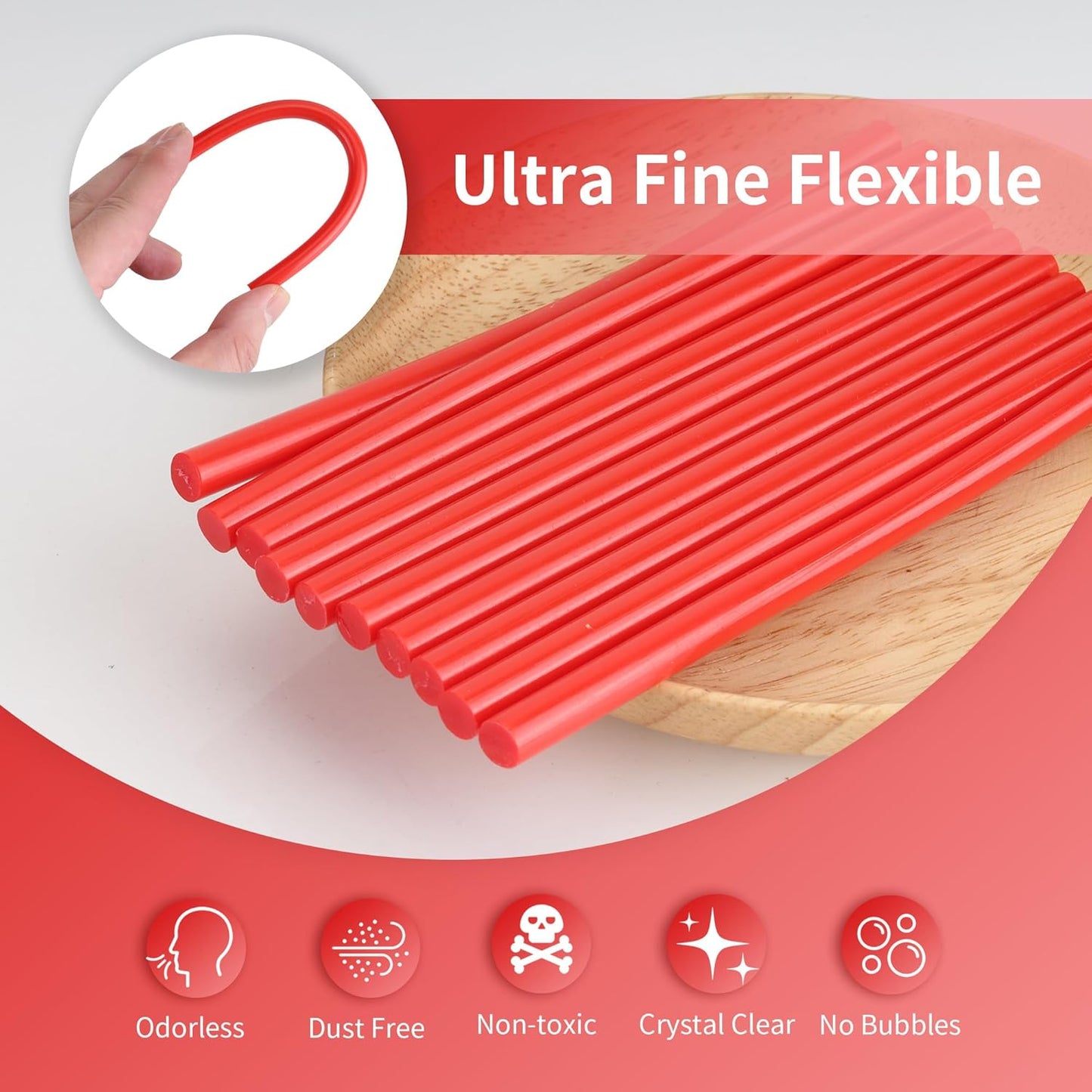 MATUFF Red Hot Glue Sticks Mini 0.27" x 5.9 inches, Colored Hot Melt Mini Glue Sticks for All Temperature Mini Glue Guns, for DIY Craft Arts and Wedding Cards, Stamp Sealing, Bulk Red hot Glue 60 Pack