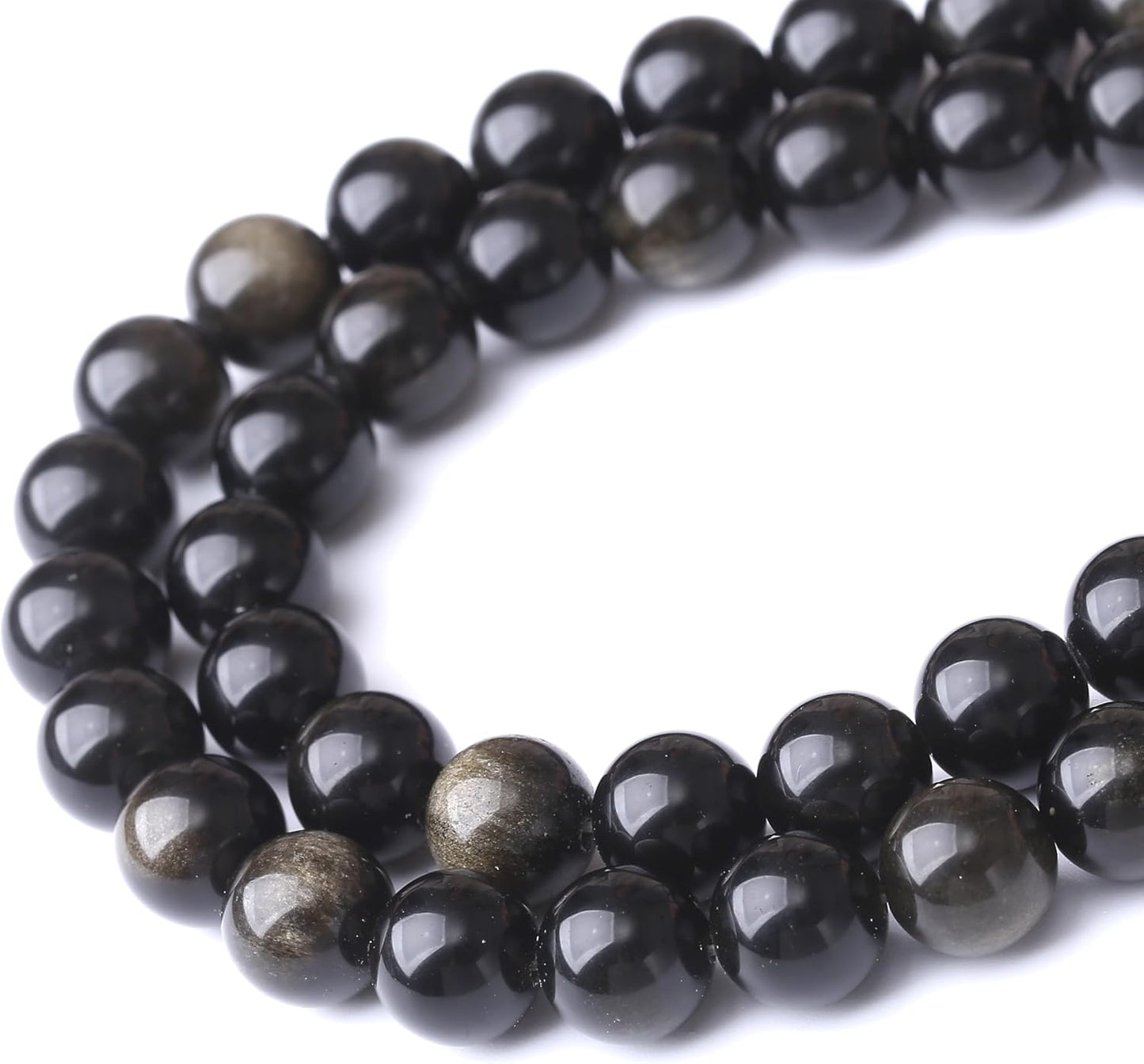 Gold Obsidian Stone Beads for Jewelry Making DIY Craft Gemstone Beads Kit (4mm, 88pcs) Cosmic Crystal Pebbles for Bracelets, Necklaces, Home Decor