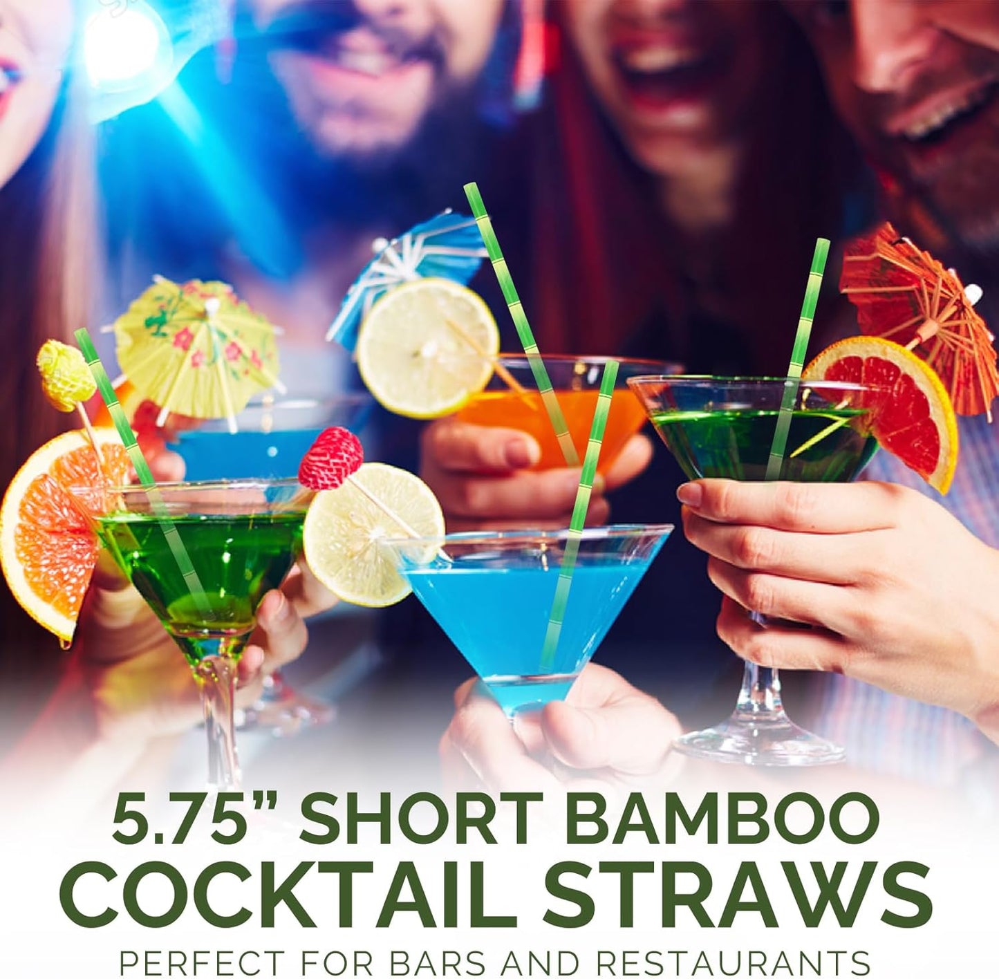 5.75 inch Short Bamboo Paper Straws & Stirrers for Cocktail and Coffee - 100% Biodegradable and Compostable [500 Counts]