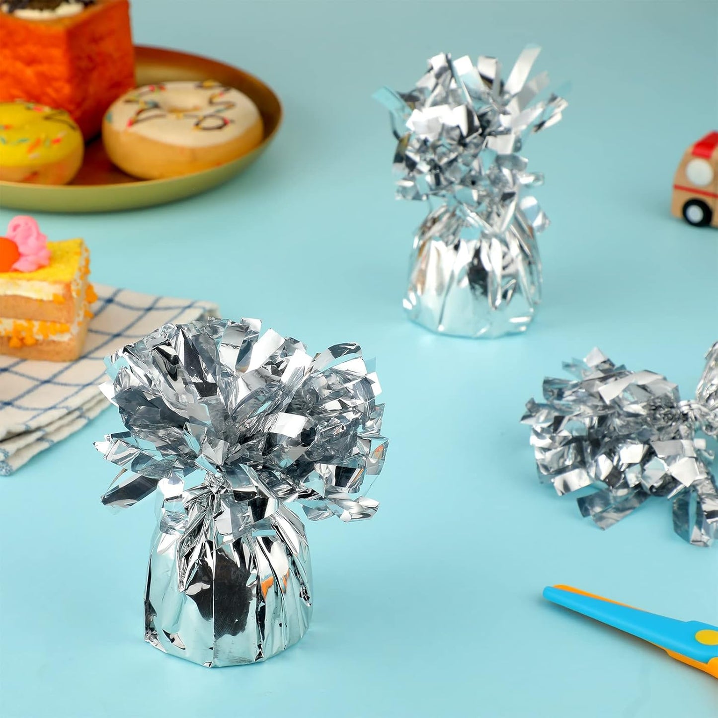36 Pcs Metallic Balloon Weights Set Heavy Solid Metallic Anchor Balloon Holder Weights for Balloons Table Centerpiece DIY Decor for Birthday Party Favors Wedding 2.5 x 5 Inch(Silver)