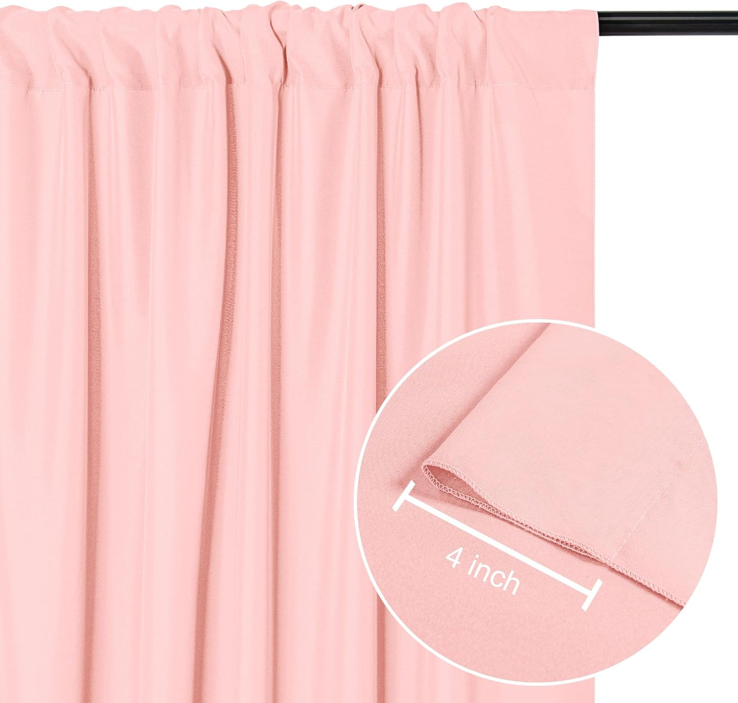 DWCN 10x7 FT Blush Pink Backdrop Curtains for Parties, Photography Backdrop Drapes with Rod Pockets for Wedding Decorations Stage Birthday Family Gatherings, 2 Panels 5ft x 7ft