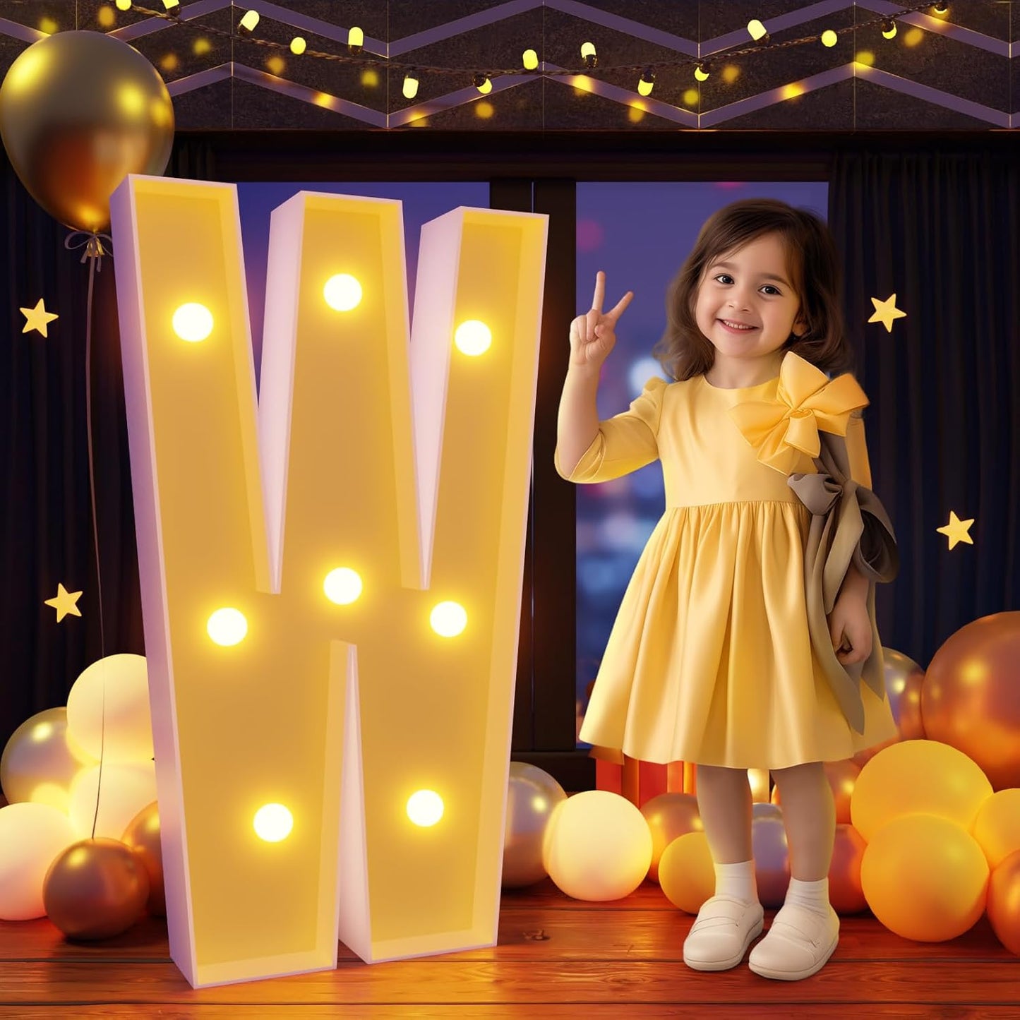 Marquee Letters 3 Feet Tall Large Light Up Letters W Happy Birthday Decorations Wedding Engagement Party Decor Yellow Light Birthday Decorations Balloon Arch Kit Foam Sign W