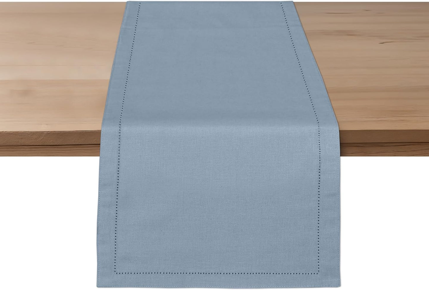 Ruvanti Linen Table Runner 90 Inches, Classic Hemstitch, Washable, Reusable, Non-Slipping, Stain Resistant- Perfect for Parties, Weddings, Dinners, Thanksgiving, Christmas, Indoor use – Grey